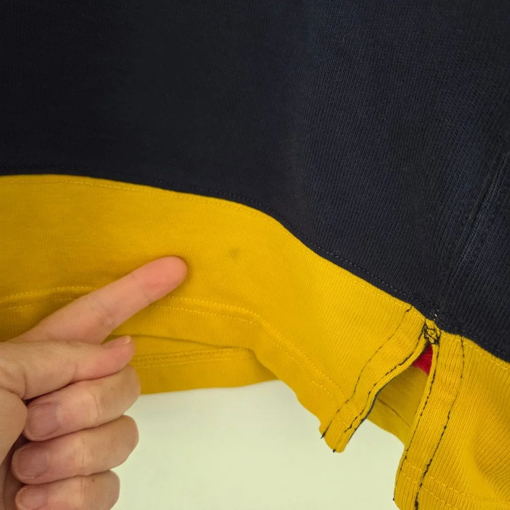 Polo Ralph Lauren Rugby Shirt Yellow Navy Striped Elbow Patch Mens XL